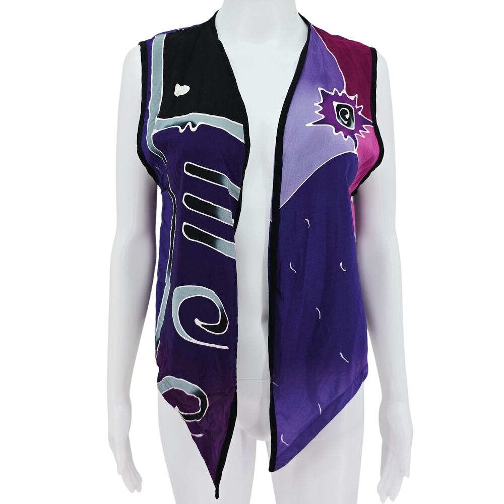 Vintage 80's Silk Carigan Vest Purple S